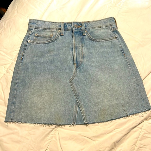 Raw Hem Denim Mini Skirt - Picture 1 of 4